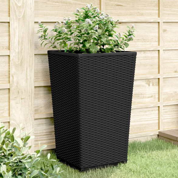 Jardiniere de grădină - 2 buc. - negru - 32,5x32,5x57 cm - PP