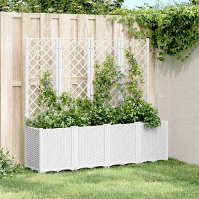 Jardinieră de grădină cu spalier - alb - 160x40x140 cm PP