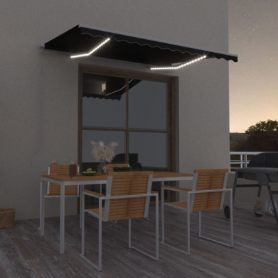 Copertină retractabilă manual cu LED - antracit - 300x250 cm