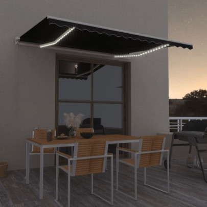 Copertină retractabilă manual cu LED - antracit - 400x300 cm