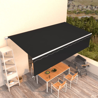 Copertină retractabilă manual cu stor - antracit - 6x3 m