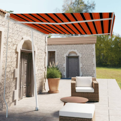 Copertină retractabilă manual - portocaliu/maro - 300x250 cm