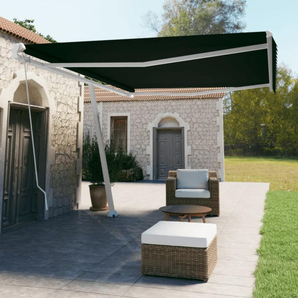 Copertină autonomă retractabilă manual - antracit - 500x350 cm