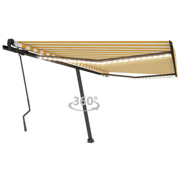 Copertină retractabilă manual cu LED - galben & alb - 400x300 cm