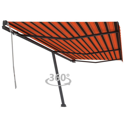 Copertină autonomă retractabilă manual - oranj/maro - 600x350 cm