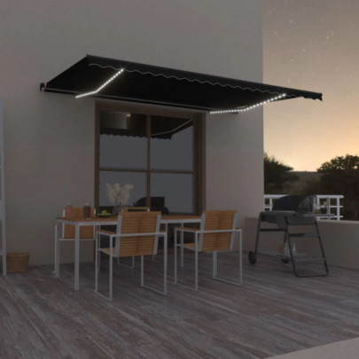 Copertină retractabilă manual cu LED - antracit - 500x350 cm