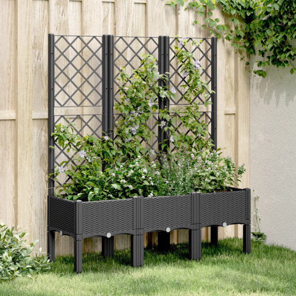 Jardinieră de grădină cu spalier - negru - 120x40x142 cm - PP