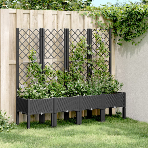 Jardinieră de grădină cu spalier - negru - 160x40x142 cm - PP