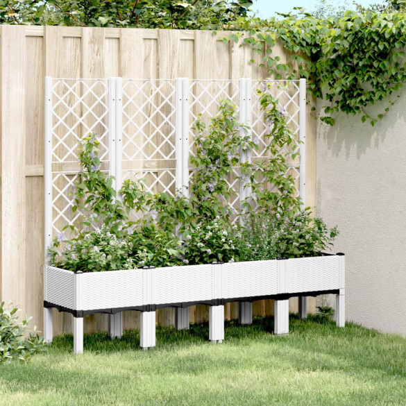 Jardinieră de grădină cu spalier - alb - 160x40x142 cm - PP