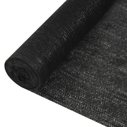 Plasă protecție intimitate - negru - 1,2x10 m - HDPE - 195 g/m²