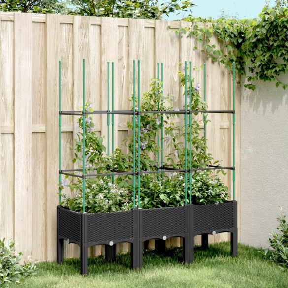 Jardinieră de grădină cu spalier - negru - 120x40x142,5 cm - PP