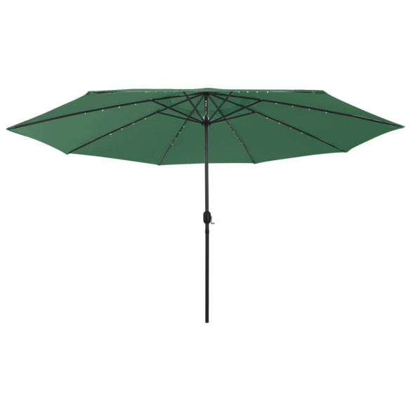 Umbrelă de soare exterior - LED-uri & stâlp metal - verde - 400 cm