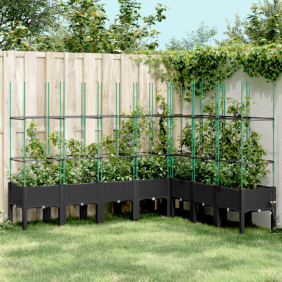 Jardinieră de grădină cu spalier - negru - 200x160x142,5 cm - PP