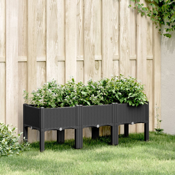 Jardinieră de grădină cu picioare - negru - 120x40x42 cm - PP