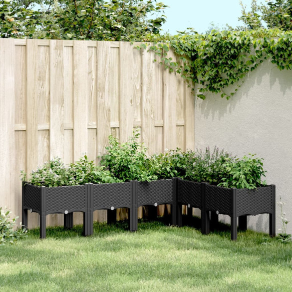 Jardinieră de grădină cu picioare - negru - 160x120x42 cm - PP