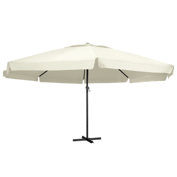 Umbrelă de soare cu stâlp aluminiu - alb nisipiu - 600 cm