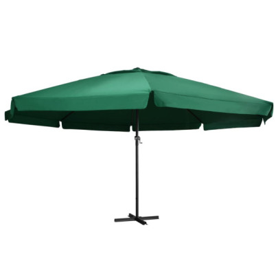 Umbrelă de soare de exterior - stâlp aluminiu - verde - 600 cm