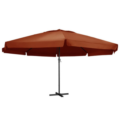 Umbrelă de soare exterior cu stâlp aluminiu - cărămiziu - 600 cm