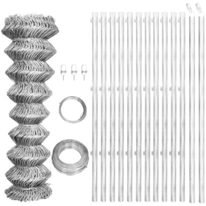 Gard din plasă cu stâlpi - argintiu - 25x1,25 m - oțel galvanizat