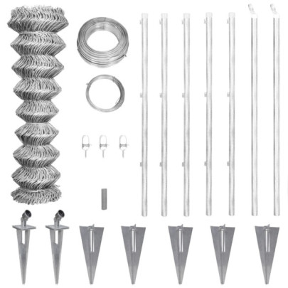 Gard din plasă cu stâlpi și țăruși - 15 x 1 m - oțel galvanizat