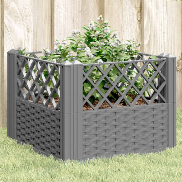 Jardinieră grădină cu țăruși gri deschis - 43,5x43,5x43,5 cm - PP