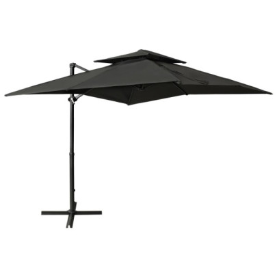 Umbrelă suspendată cu înveliș dublu - antracit - 250x250 cm