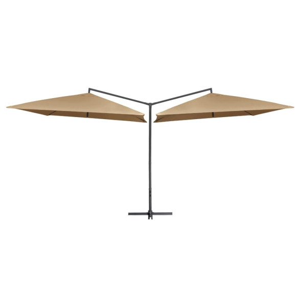 Umbrelă de soare dublă - stâlp din oțel - gri taupe - 250x250 cm