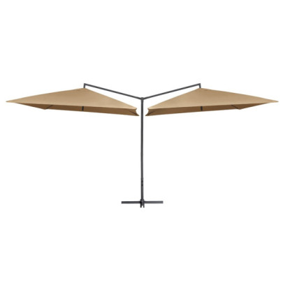 Umbrelă de soare dublă - stâlp din oțel - gri taupe - 250x250 cm