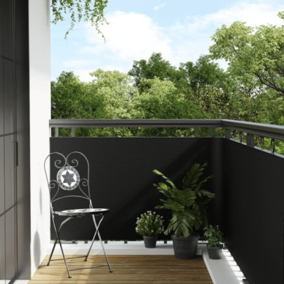 Paravan pentru balcon - negru - 300x90 cm - poliratan