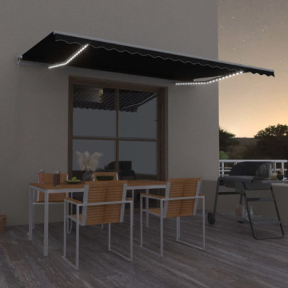 Copertină retractabilă manual cu LED - antracit - 500x300 cm