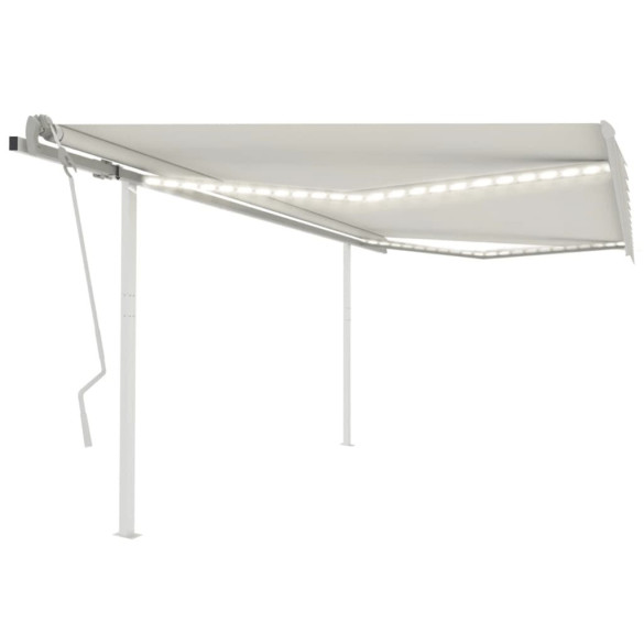 Copertină retractabilă manual - cu LED - crem - 4,5x3 m