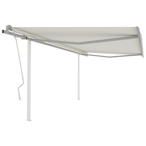 Copertină retractabilă manual - cu stâlpi - crem - 4,5x3,5 m