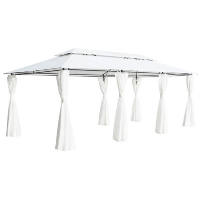 Pavilion cu perdele - alb - 600 x 298 x 270 cm - 180g/m²