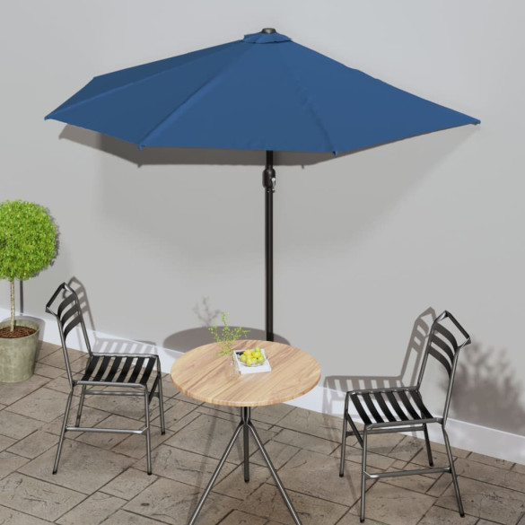 Umbrelă balcon tijă aluminiu albastru 270x144x222cm - semirotund