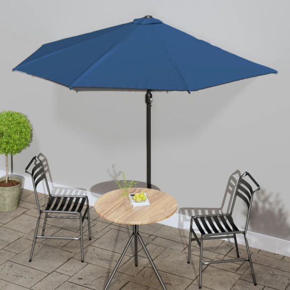 Umbrelă balcon - tijă aluminiu albastru 300x155x223cm semirotund