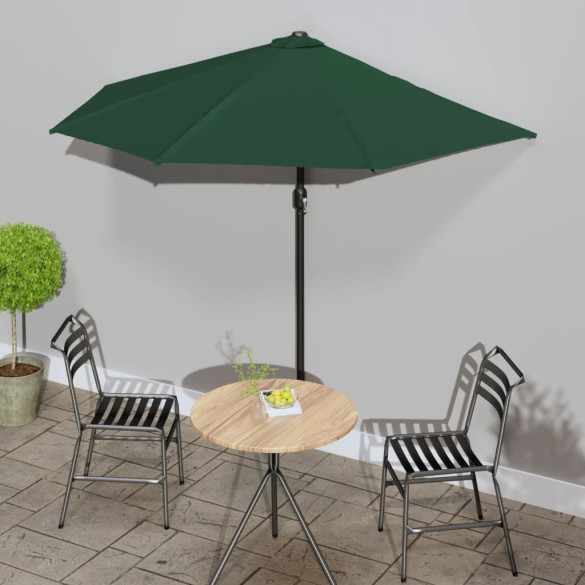 Umbrelă de soare pentru balcon - tijă aluminiu - verde - 270x144cm