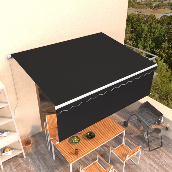 Copertină retractabilă manual cu stor - antracit - 4,5x3 m