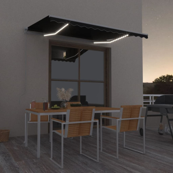 Copertină retractabilă manual cu LED - antracit - 350x250 cm