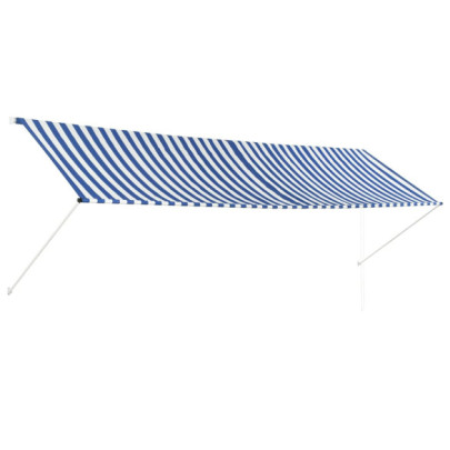 Copertină retractabilă - albastru și alb - 400 x 150 cm