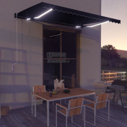 Copertină retractabilă manual cu LED - antracit - 450 x 300 cm