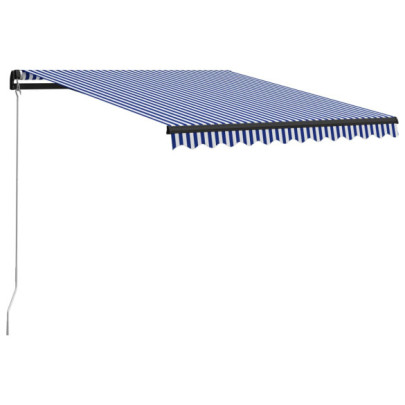 Copertină retractabilă manual - albastru și alb - 350 x 250 cm