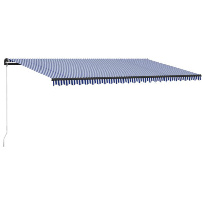 Copertină retractabilă manual - albastru și alb - 600 x 300 cm