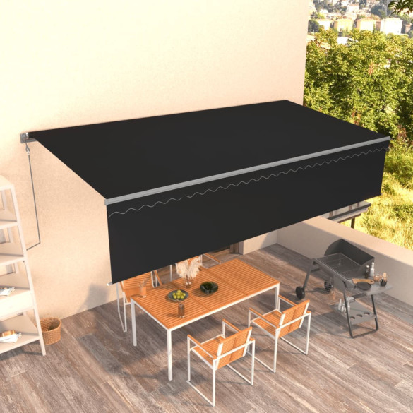 Copertină retractabilă automat cu stor - antracit - 6x3 m