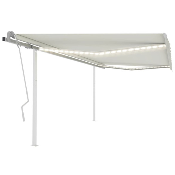 Copertină retractabilă manual - cu LED - crem - 4x3 m