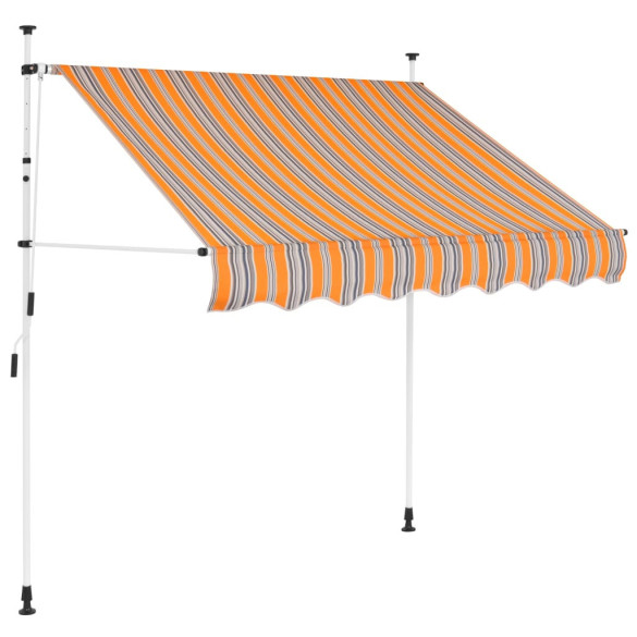 Copertină retractabilă manual - dungi galben și albastru - 200 cm