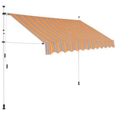 Copertină retractabilă manual - dungi galben și albastru - 250 cm