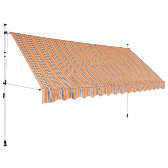 Copertină retractabilă manual - dungi galben și albastru - 350 cm