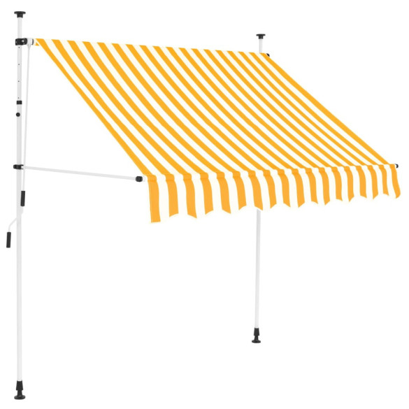 Copertină retractabilă manual - portocaliu & alb - 150 cm - dungi