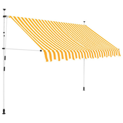 Copertină retractabilă manual - portocaliu și alb - 250 cm - dungi