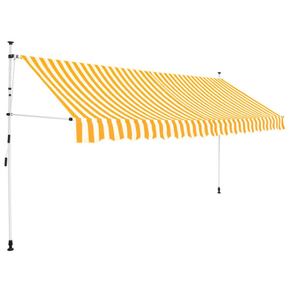 Copertină retractabilă manual - portocaliu și alb - 350 cm - dungi